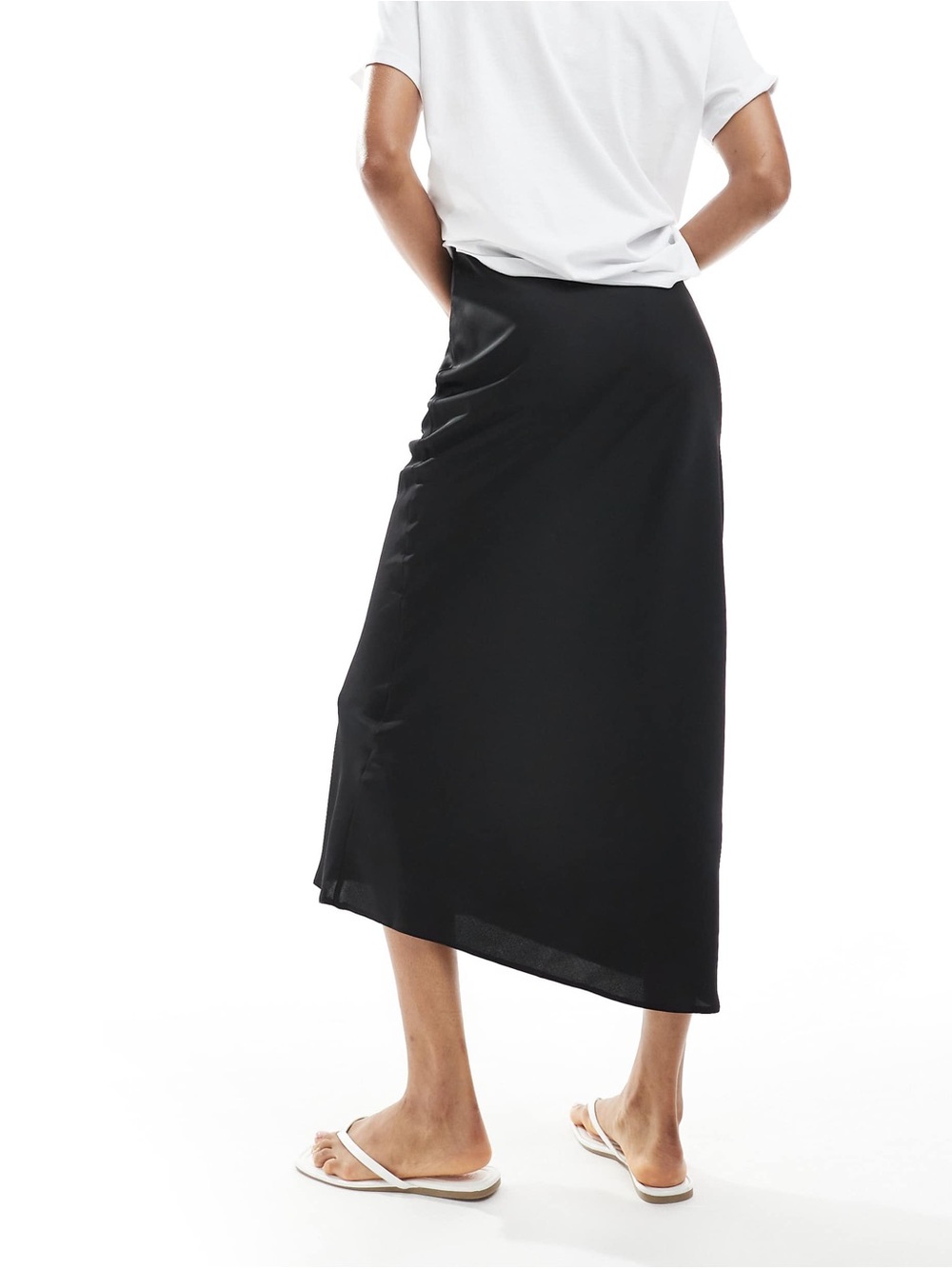 ASOS Black Midi Satin Skirt